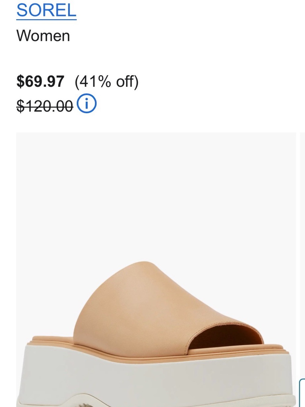Sorel Women’s Brown Platform Slides - Picture 3 of 4